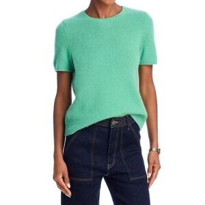 Cashmere Short Sleeve Sweater Bloomingdales Womens Size‎ S Mint Green